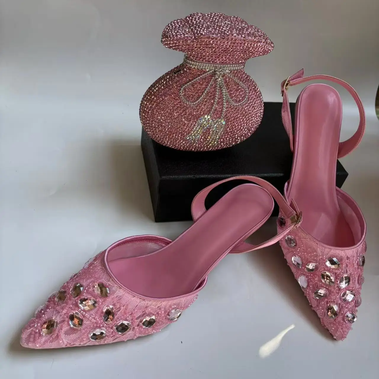 

LNATISNOVA Женские туфли и сумка розового цвета со стразами, высококачественные блестящие туфли с кристаллами, свадебные туфли на высоком каблуке, босоножки