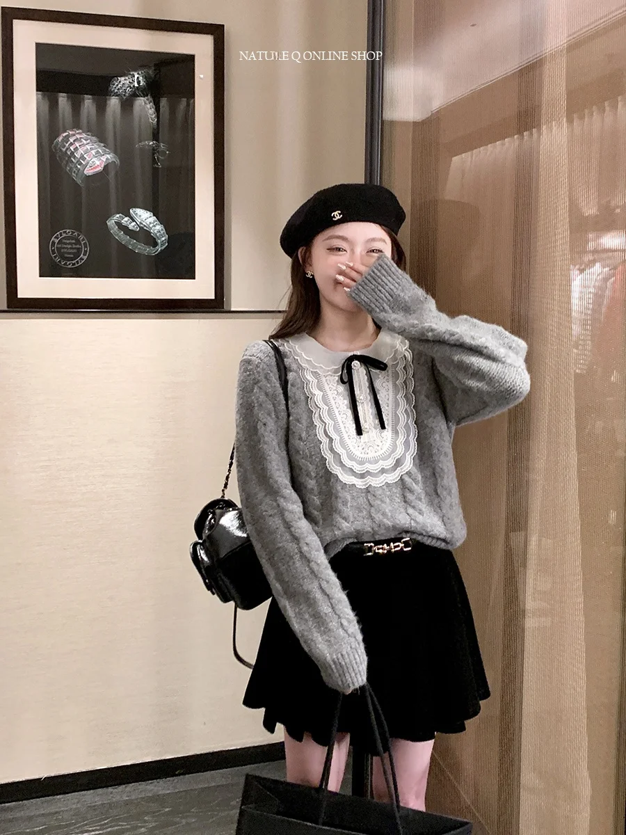 

Вязаный свитер женский, дизайнерский, в стиле оверсайз, с узлами, осенне-зимний, модный, для повседневной носки, с длинными рукавами