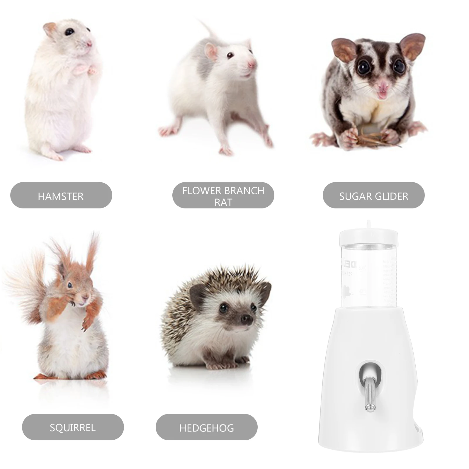 

Hamster Water Bottle Transparent Leak Proof Design For Guinea Pig Chinchilla Cage Floor Standing Pet Feeder Supplies