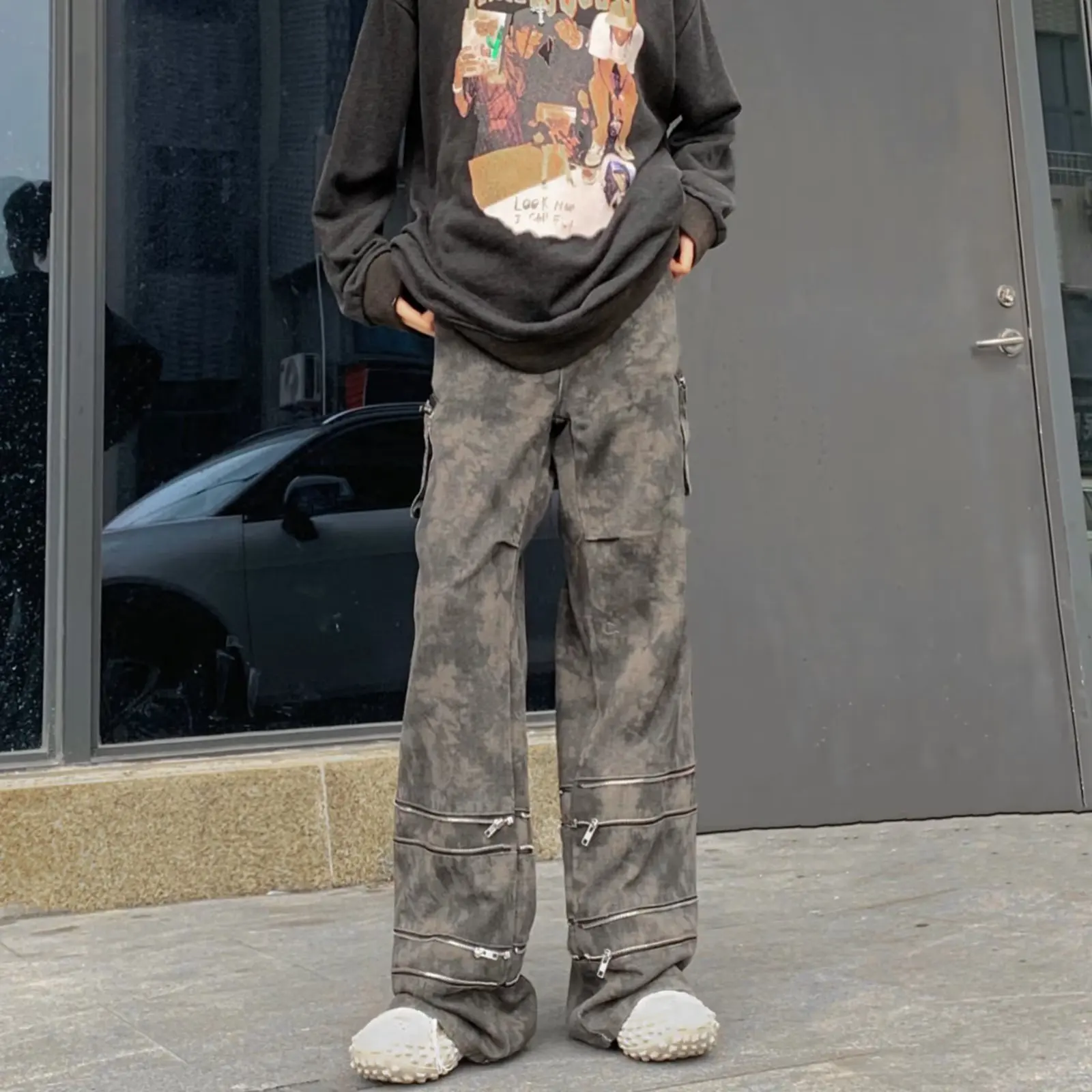

American Hiphop Street Trend Camouflage Workwear Pants Loose Straight Wide Leg Vibe Jeans Y2K Hip-Hop Fried Street Overalls Coup