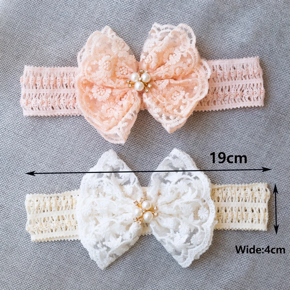 Niedliches Spitzen-Stirnband mit Schleife für Prinzessinnen-Babys, einfarbiges, elastisches Haarband, luxuriöses Kopfschmuck-Geschenk – Detail 1