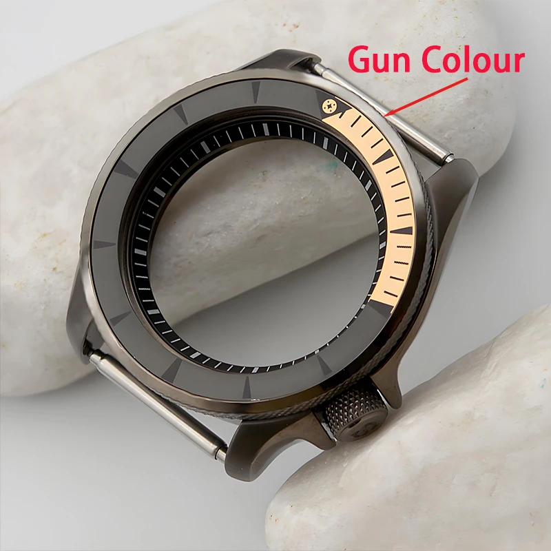 SKX007 SKX009 بندقية اللون ساعة رجالي تناسب NH34 NH35 NH36 الحركة التلقائية الياقوت الزجاج 200 متر مقاوم للماء #6