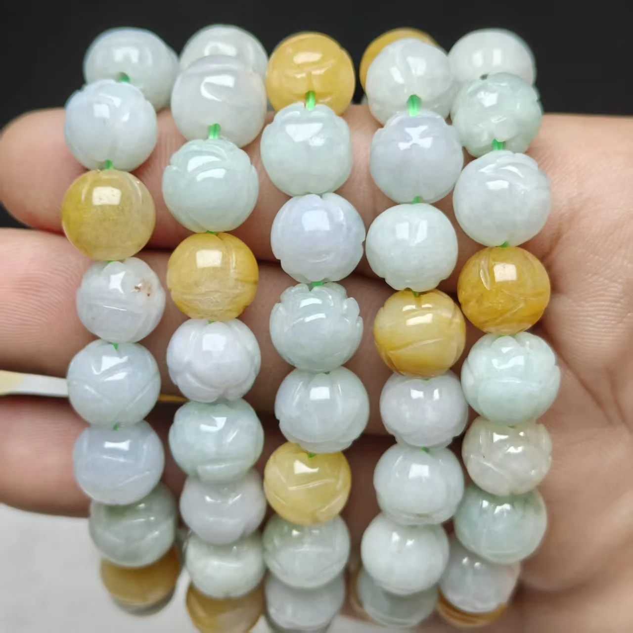 Xingyu Natürlicher AAA Burmesischer Jadeit Jade-Schnitz-Iotus-Perlen-Armband Glatter Schmuck Geheimnisvoller Edelstein-Geschenk – Detail 4