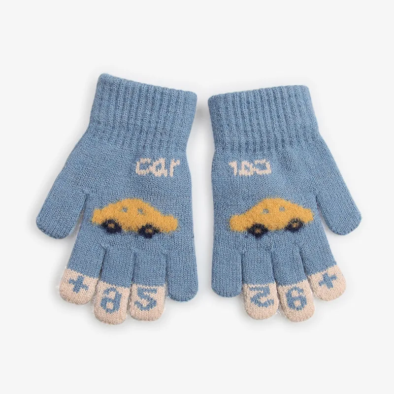 5 6 7 8 9 10 Years Old Kids Thick Knitted Gloves Warm Winter Gloves Children Stretch Mittens Boy Girl Fashion New 2024