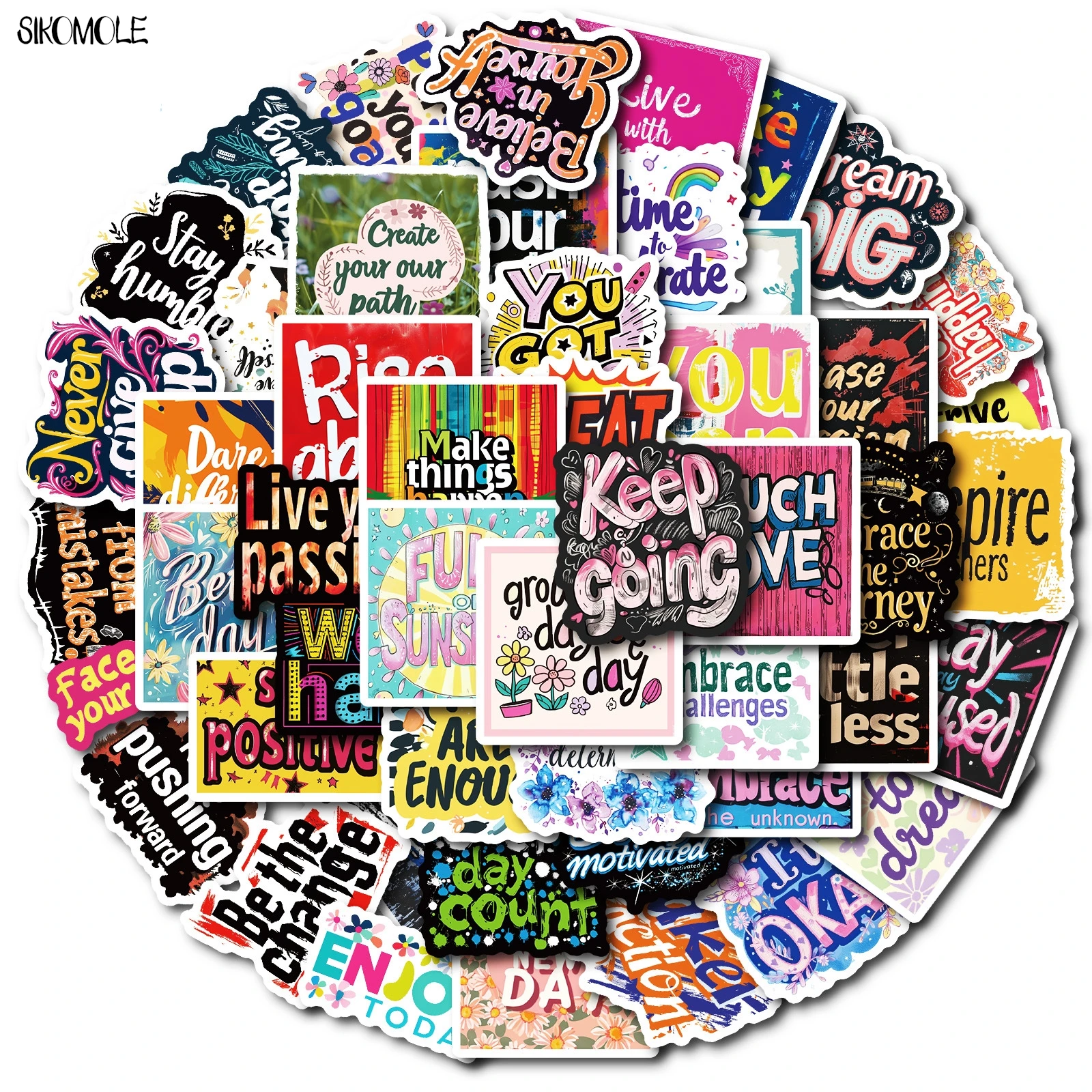 

10/30/50PCS Inspirational Text Positive Stickers DIY Diary Phone Laptop Luggage Skateboard Graffiti Decals Fun For Kid Toys Gift