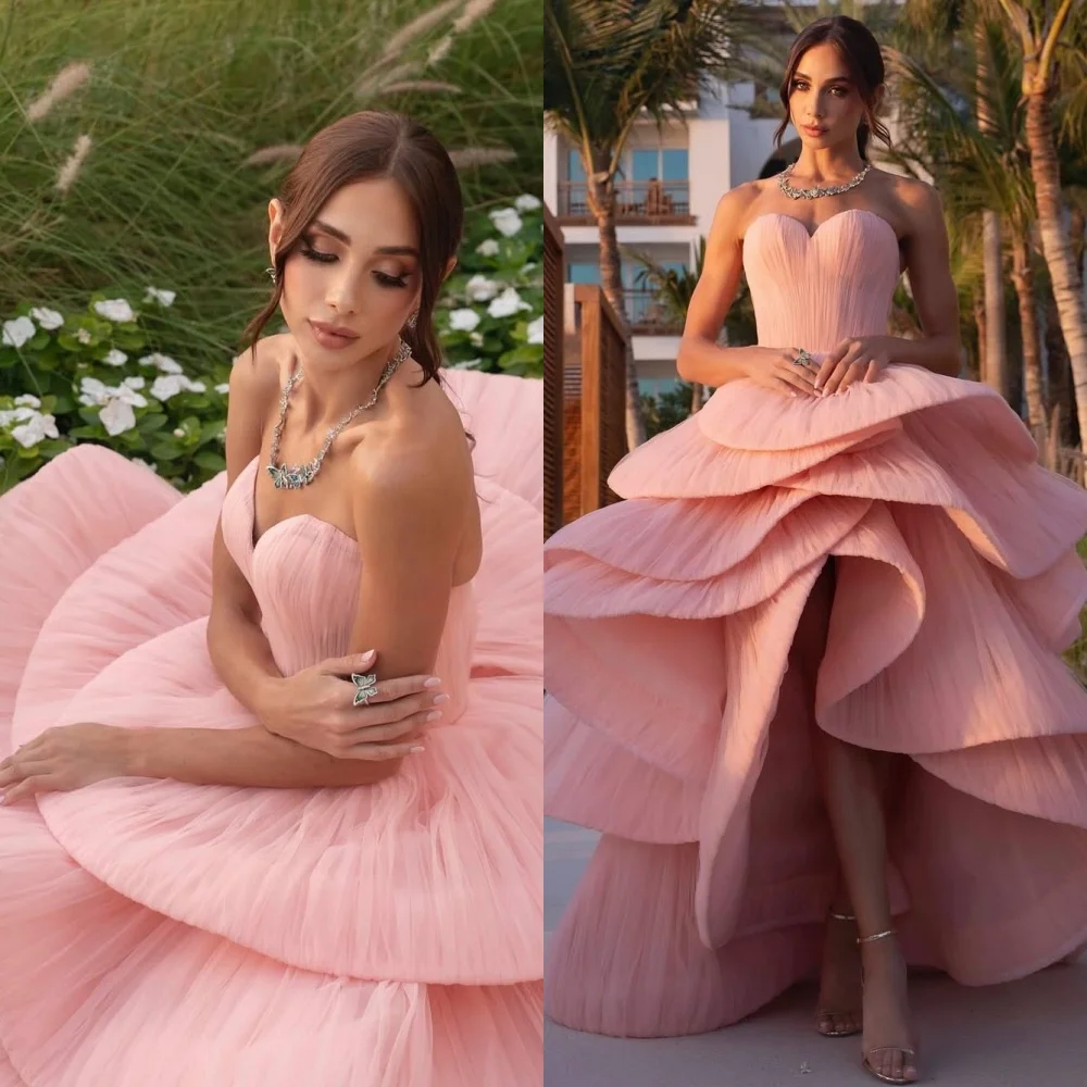 

Customized Luxury Chiffon Strapless Sleeveless Evening Dress Temperament Prom Dresses Delicate Ruched Special Occasion Gowns