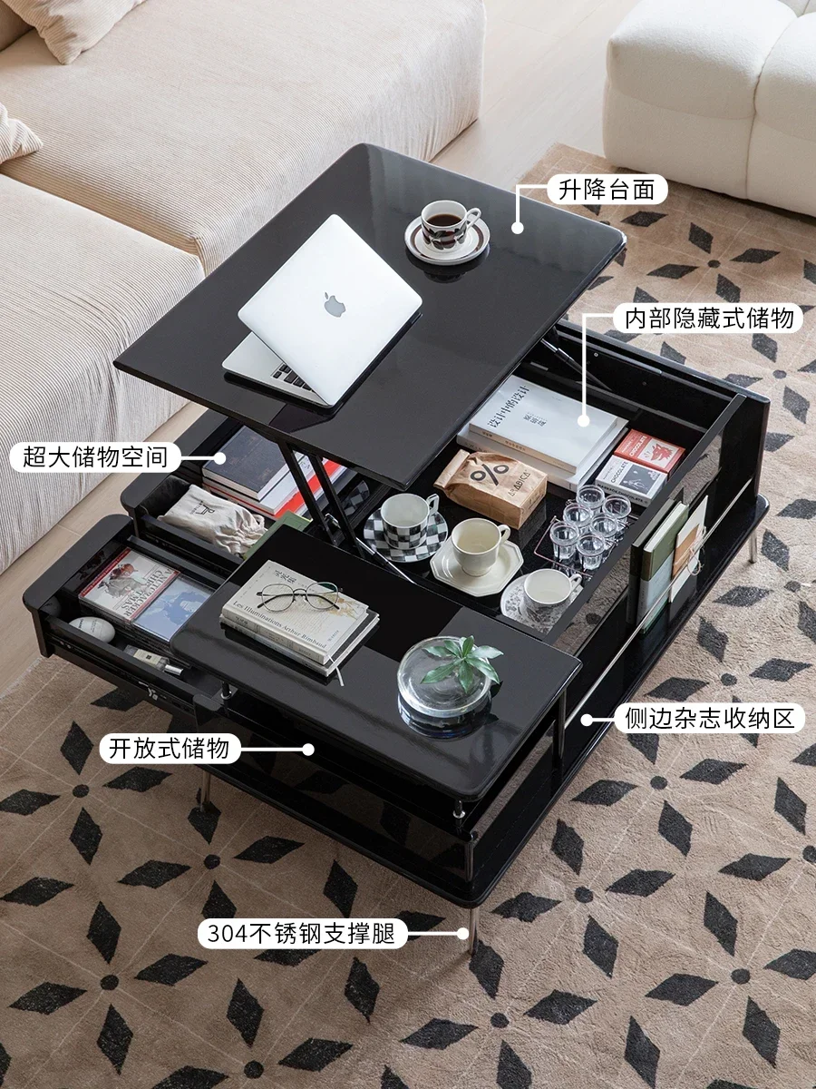 

Simple and modern small-sized coffee table coffee table living room can be lifted and stored. Stainless steel rectangular
