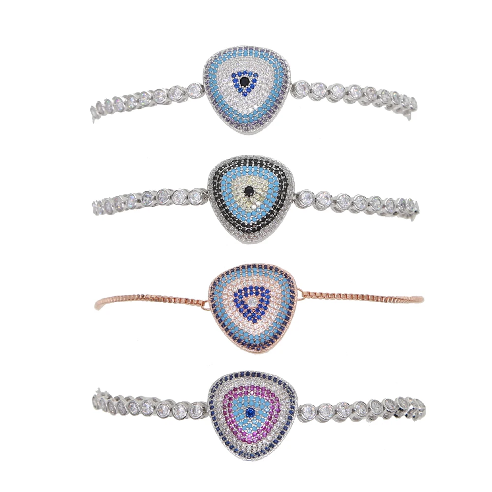 Big Discount Triangle Evil Eye for Discrimination Bracelet Women Men Special Iced Out Bling Cubic Zirconia Jewelry