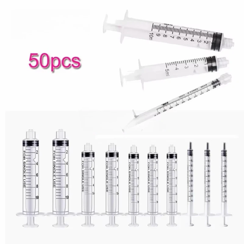 50pcs 1ml 2ml 3ml 5ml 10ml Luer Lock Syringe Ink Injection For Refilling Measure Nutrient Sterile Individually Tool Parts