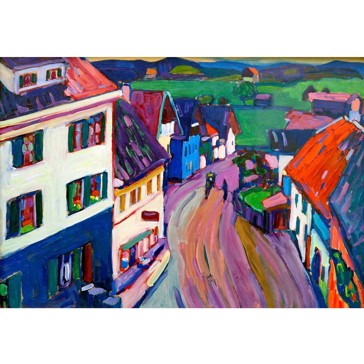 Wassily Kandinsky oil painting reproduction,View from the Grisbrow window, Hand painted landscape oil painting,Modern wall decor