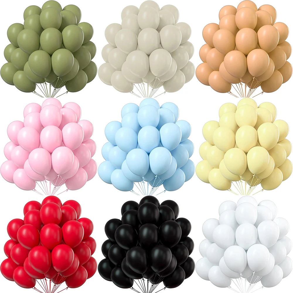 5/10/12inch Retro Sage Green White Sand Nude Balloons Pastel Pink Blue Yellow Balloon Black White Red Birthday Party Decoration