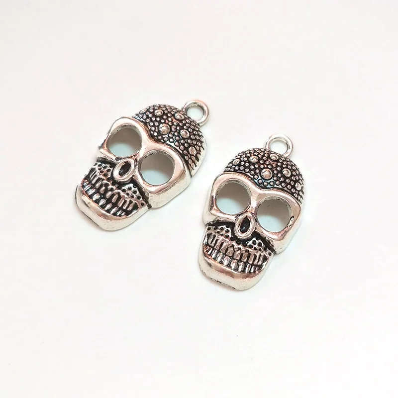 แฟชั่น 10 ชิ้น/ล็อต 34*16 มม.Retro สังกะสีอัลลอยด์ Skull Charms จี้สําหรับ DIY เครื่องประดับสร้อยคอสร้อยข้อมือ