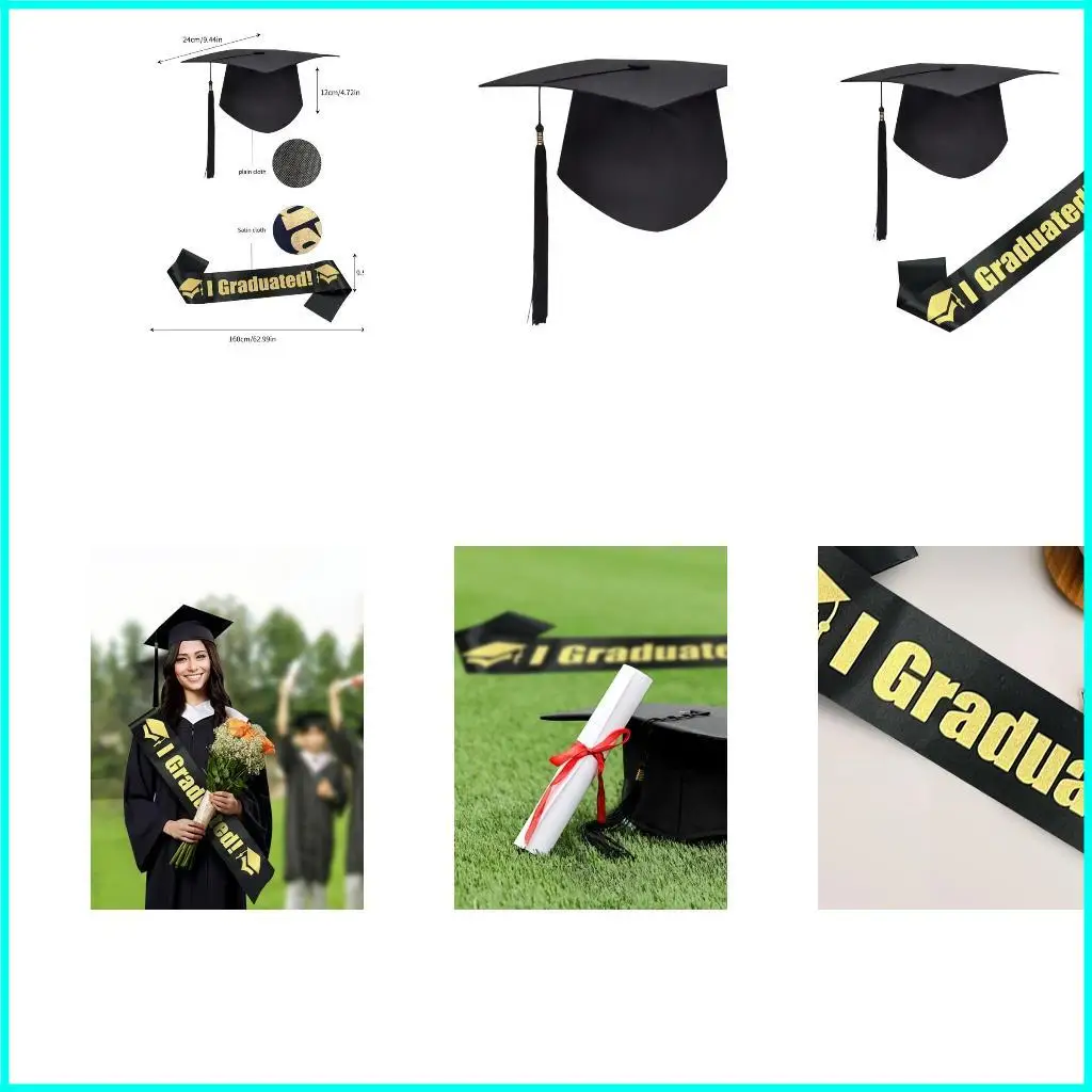 

2025 Graduation Party Essentials Bachelor Hat and Sash Set for Graduation Celebrations College and High School Props