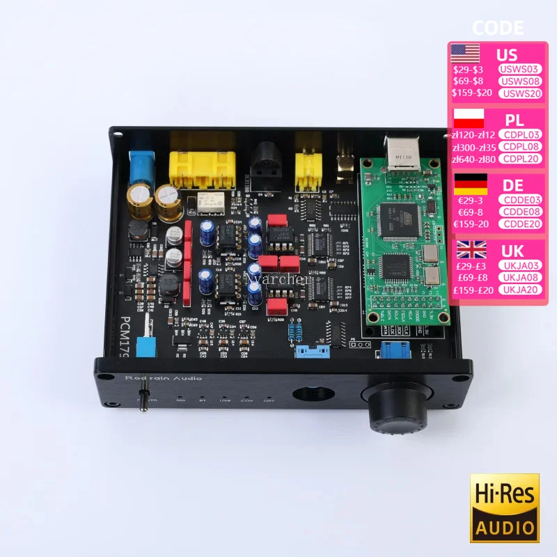 Nvarcher touristes PCM1794 radiateur USB optique coaxial Bluetooth 5.1 sat AC APTX-HD carte son sans perte