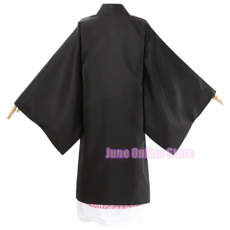 Anime Kamado Nezuko Cosplay Fantasias, Assassino de Demônios, Kimetsu no Yaiba, quimono, Haori, peruca, tamancos, terno para adultos, crianças, Halloween