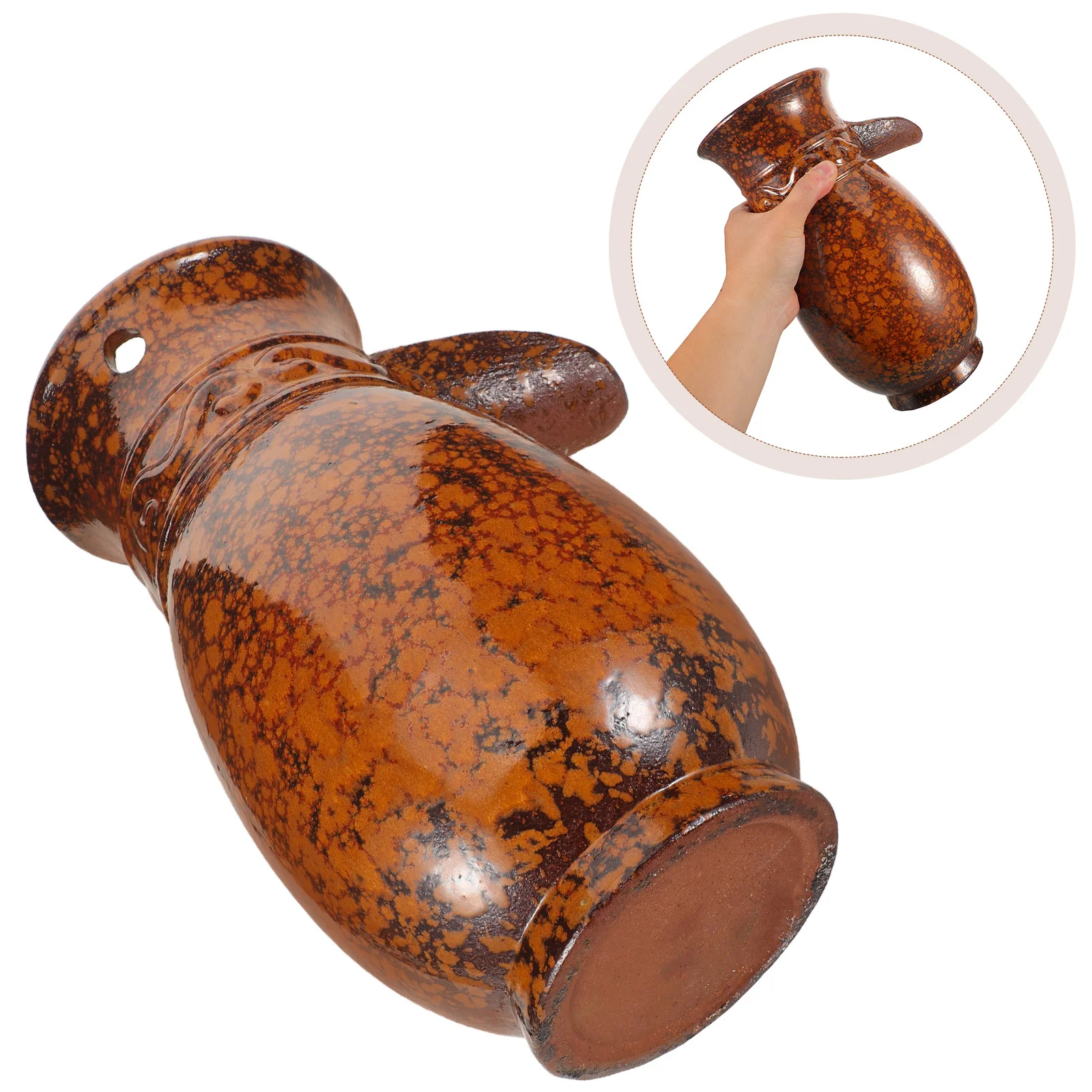 

Handcrafted Ceramic Jar Water Fountain Vintage Aesthetic Garden Patio Indoor Decor Rustic Vase DIY Aquarium Accessory