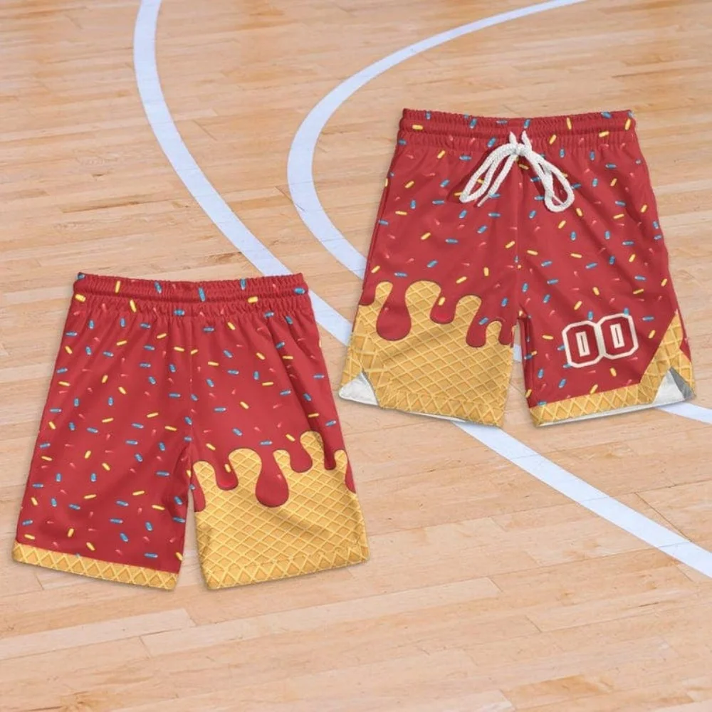 Men's Cartoon Smile Face Shorts Mid Waist Vintage Drawstring Waist Side Pockets Daily Wear for Spring & Summer