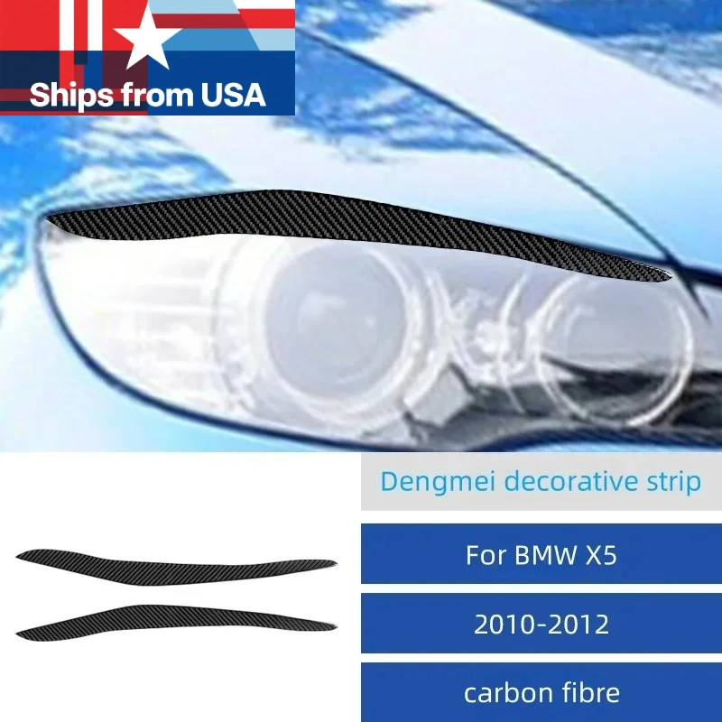 

2pcs Ultra-light Headlight Eyelid Cover Carbon Fiber Car Headlight Eyelid Eyebrow Cover For BMW X5 E70 2010-2012