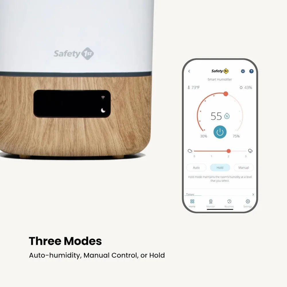 เครื่องเพิ่มความชื้นอัจฉริยะแบบเชื่อมต่ออันดับ 1 — ขนาดถัง 1 แกลลอน (3.8 ลิตร) เครื่องเพิ่มความชื้นแบบละอองเย็น พร้อมไฮโกรมิเตอร์และไฟกลางคืน และ Whisper Qu