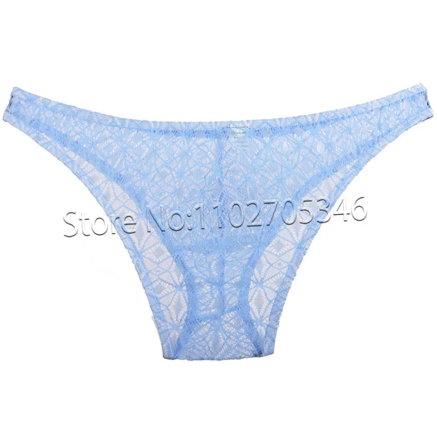 Men\'s Sheer Rhombus Male Lace Briefs See-through Pouch Bikinis Bugle Pouch Sissy Panties Ultra-Thin Underwear