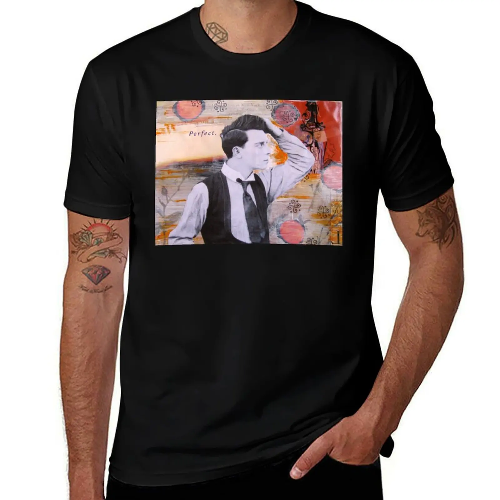 Perfect Buster Keaton T-Shirt Large Size Casual Tee Shirt T-Shirt