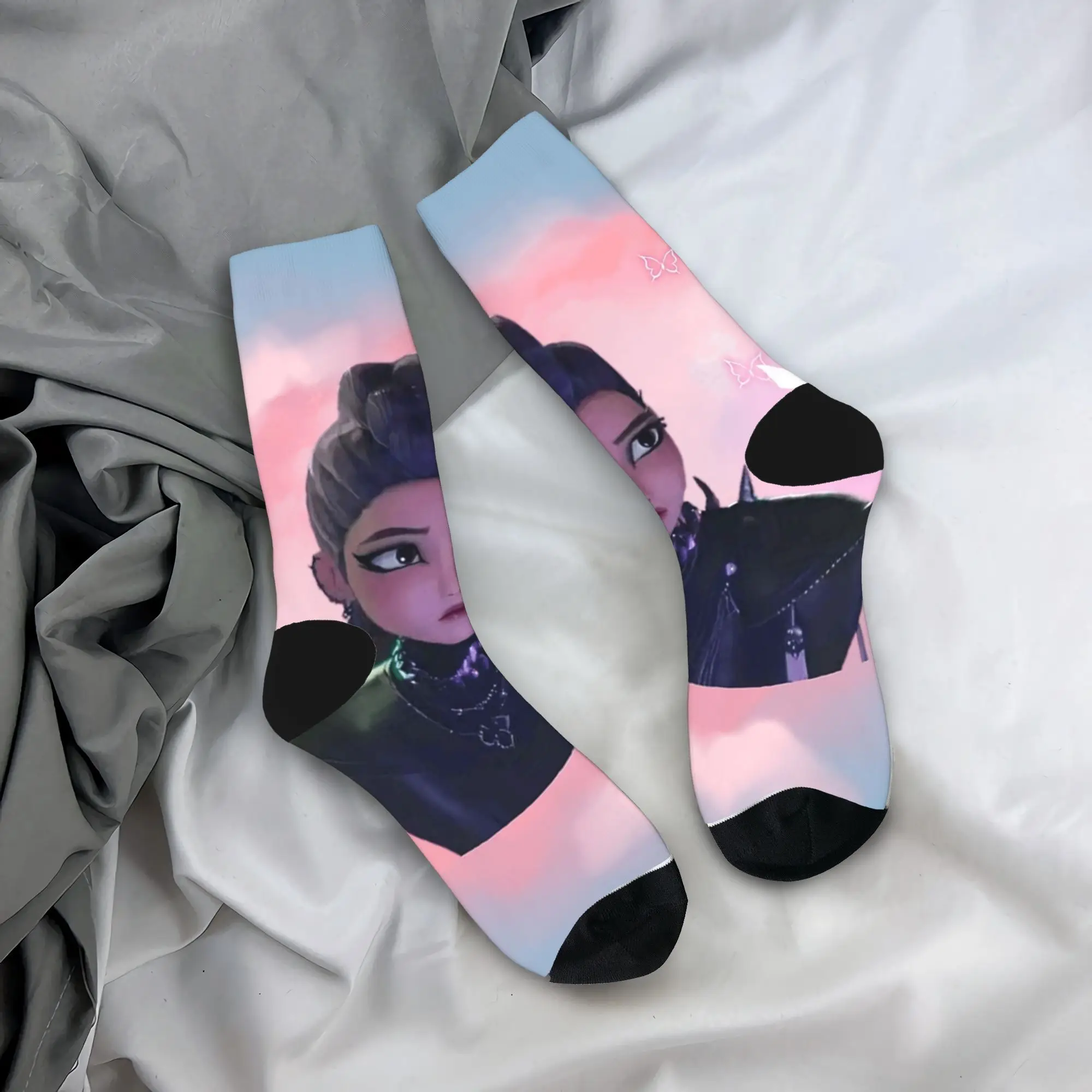

Baby Saja KPop Demon Hunters Chibi Art Socks Retro Stockings Autumn Anti Slip Men's Socks Quality Design Running Socks