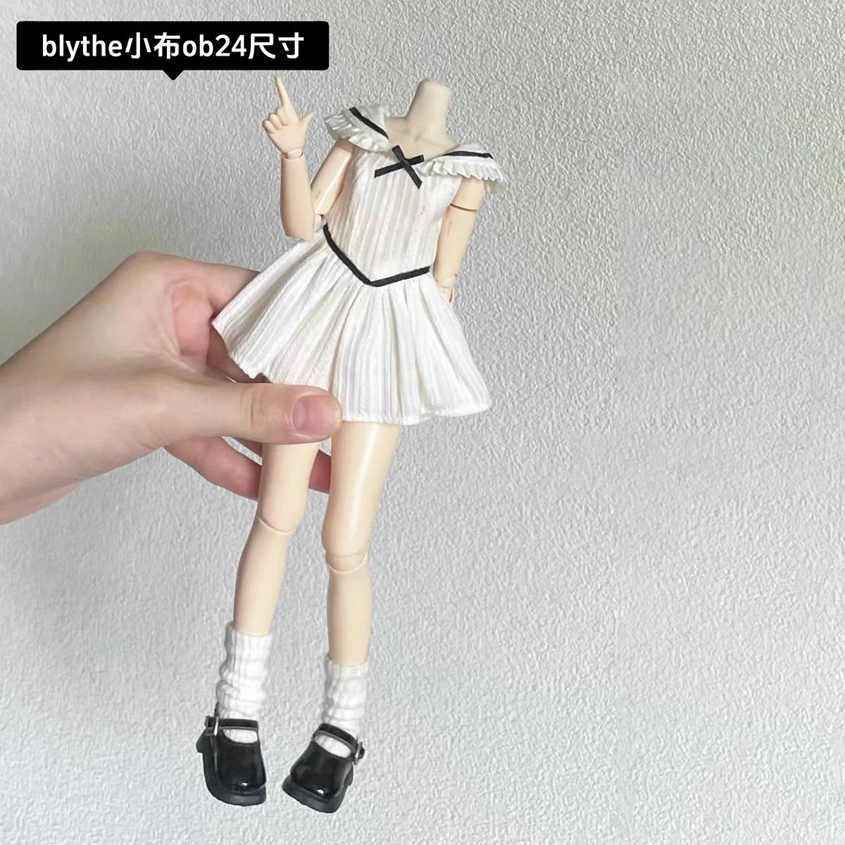 ICY DBS Blyth Doll Clothe Simple White College Style Sleeveless Dress For 19 Joint OB24 Azone Blyth Doll Daily Wear DIY Dress Up