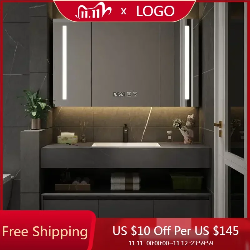 

Modern Minimalist Bathroom Cabinets Slate Integrated Seamless Washbasin Bathroom Vanity Cabinet schrank closet home furnitures