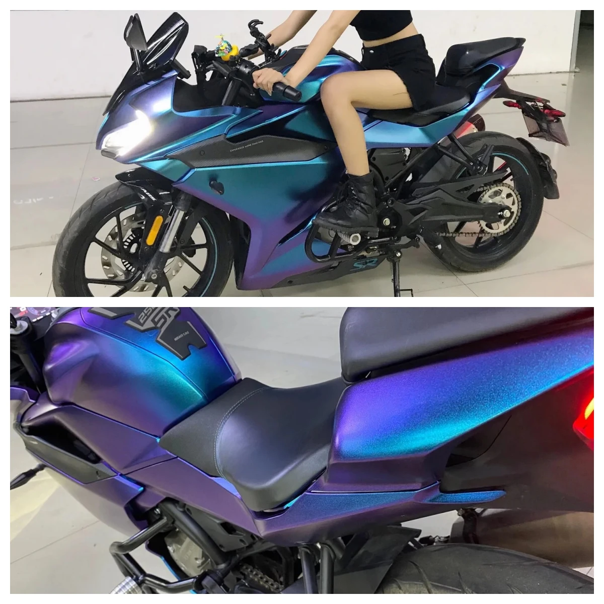 Chameleon Sparkle Metallic Matte Vinyl Wrap Film Purple To Blue Car Adhesive Vinyl Motorcycle Decal Wrapping Car Film Covering