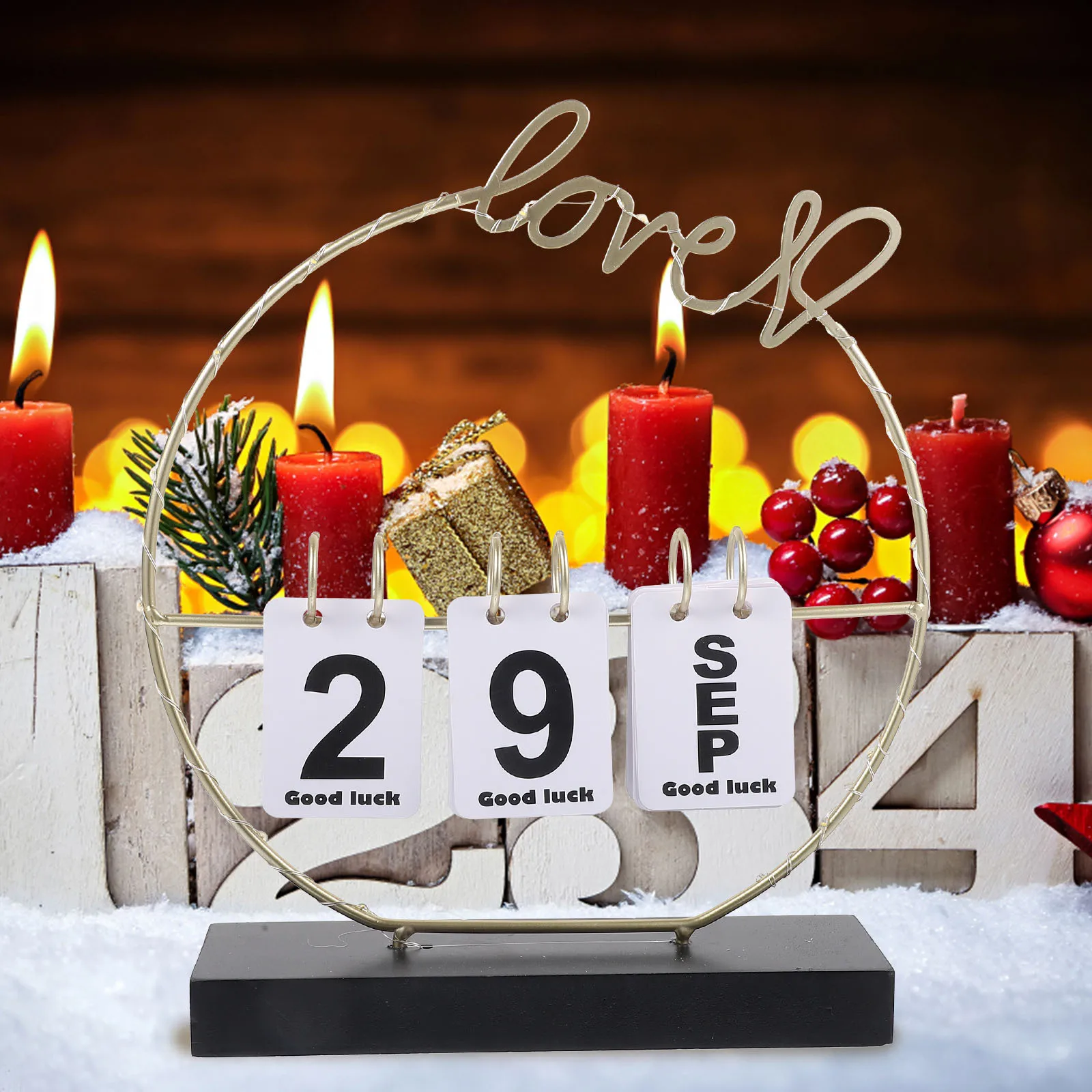 

Office Calendar Desk Calendars Wood Flip Rotating Perpetual Desktop Table Arrangement