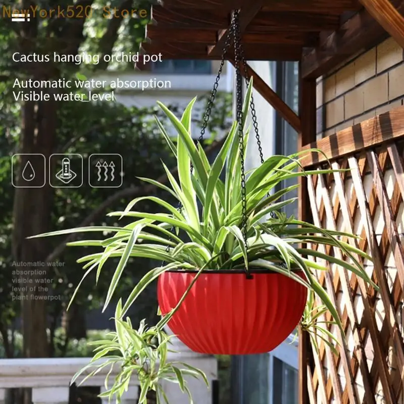 Hanging Planter Semi-Circular Flowerpot Self-Absorbing Plant Holder Garden Decoration Indoor Outdoor Watering Hanging N84C