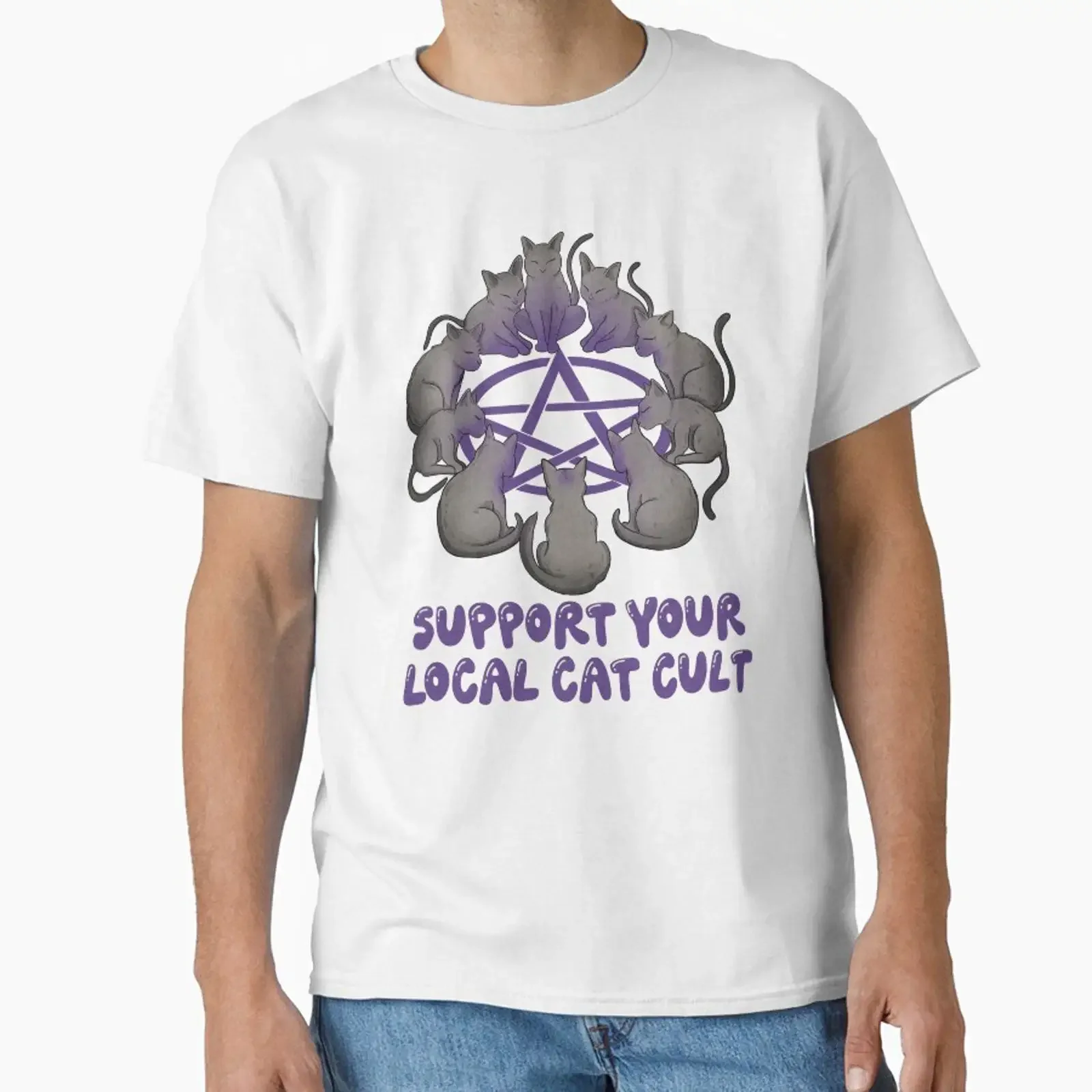 Support your local cat cult designed and sold by Jess a creates vintage Washed Slightly Unisex Versatile graphic Comfortable