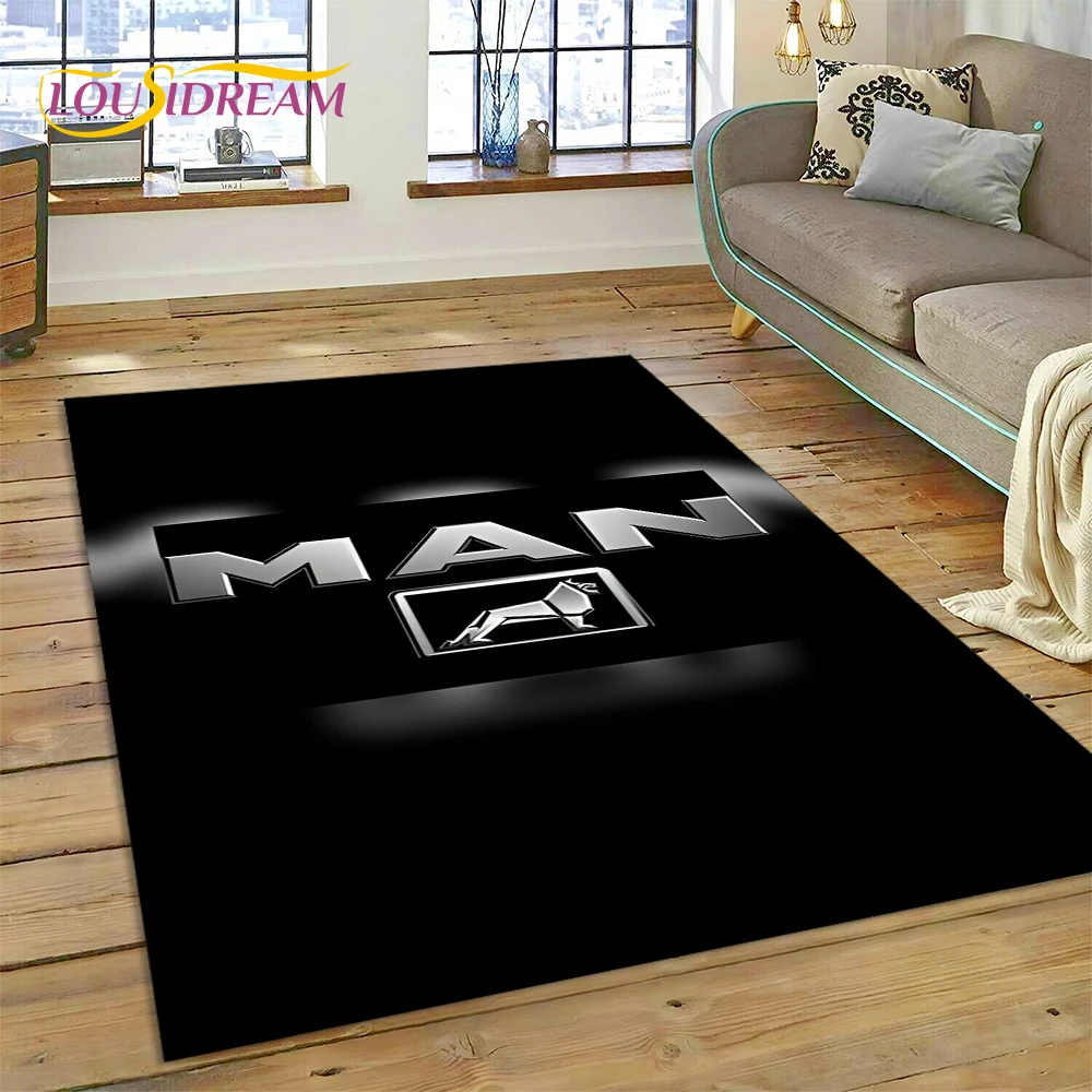 Man Truck Logo 3D Printing Rug Carpet for Living Room Bedroom Home Decor,Floor Mat Non-slip Decoration for Sofa Doormat Gift Kid