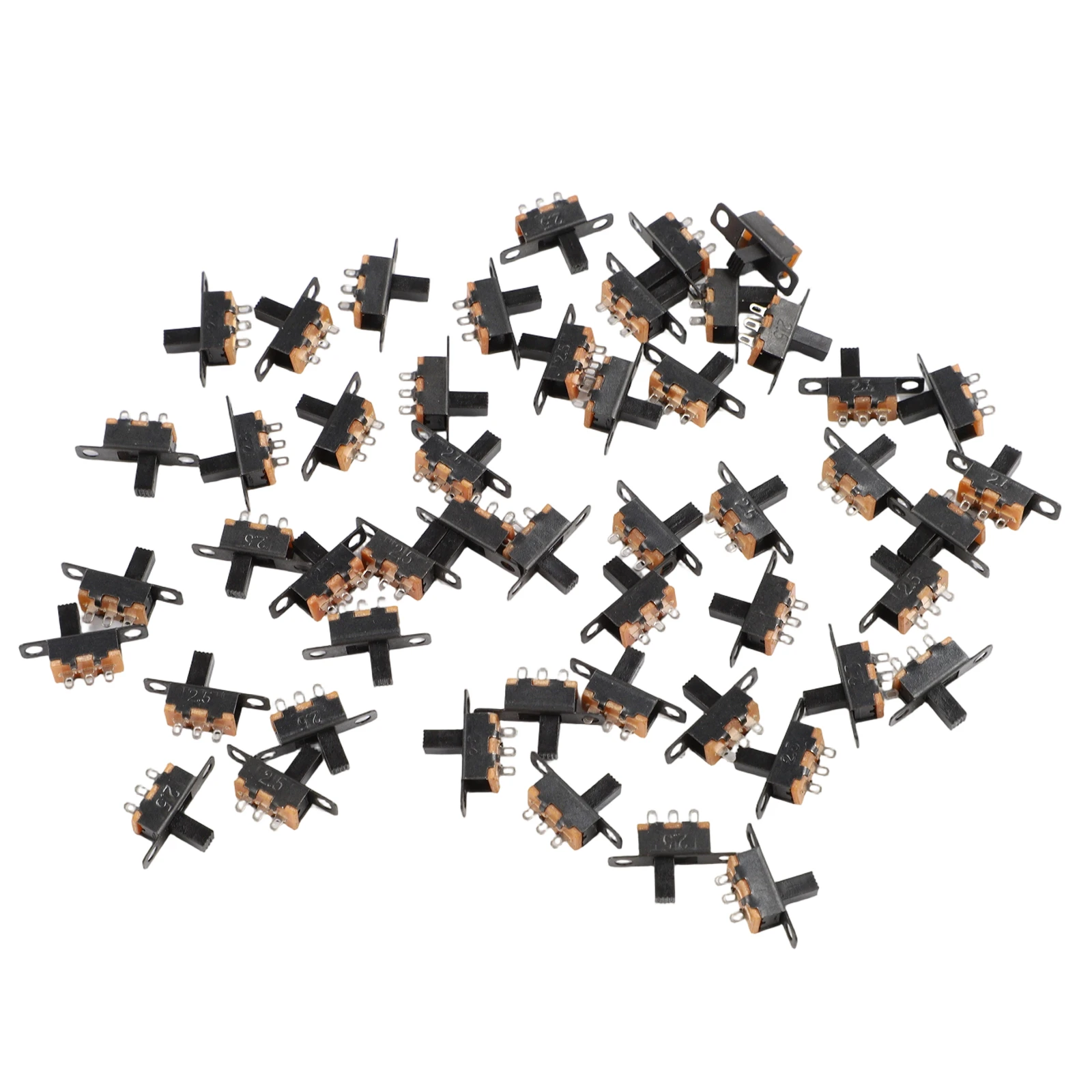 50 Pack Slide Switch 2 Position 3 Pin Panel Mount with Solder Lug Pin ON SPDT for Audio Lighting and Electronic Equipment