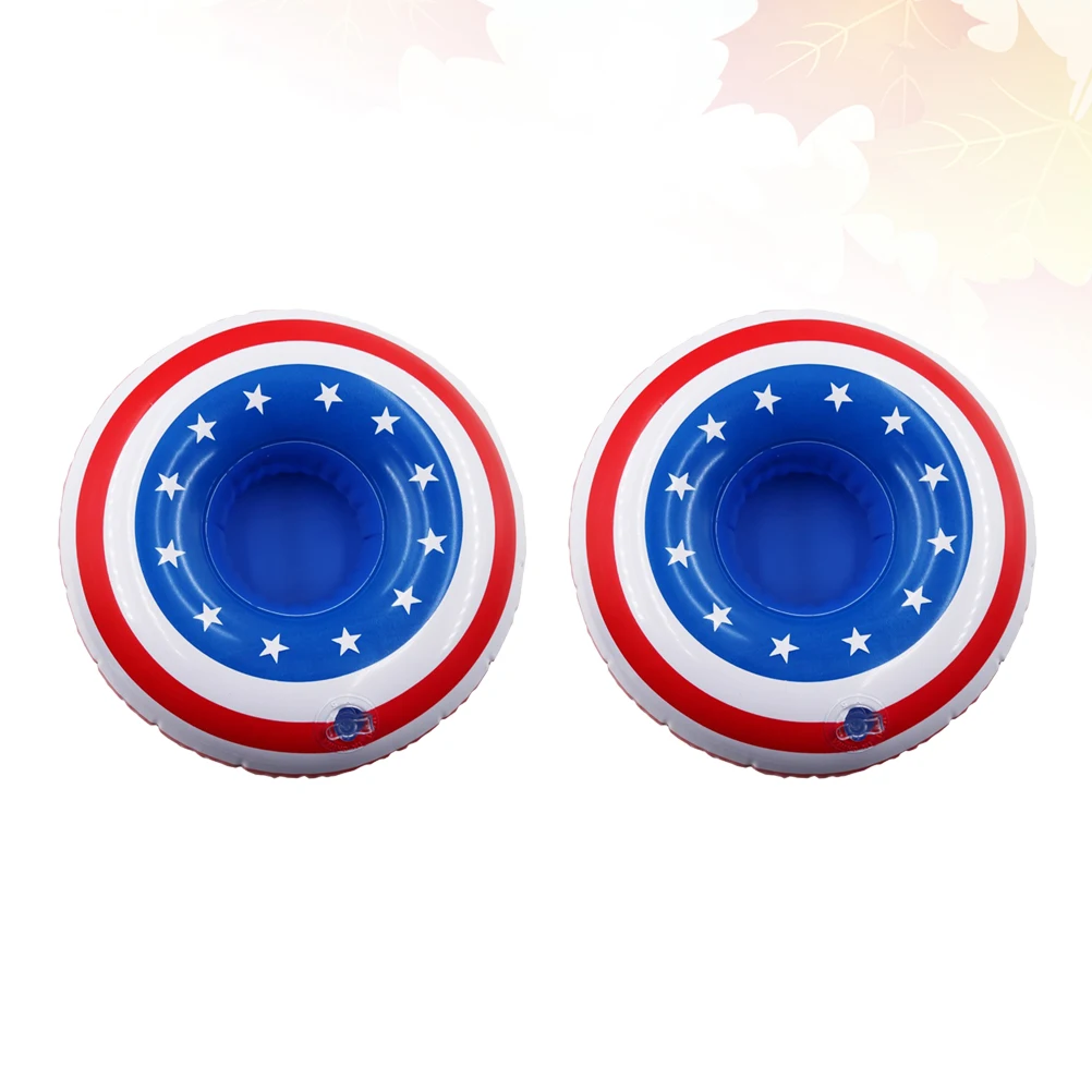 6pcs American Inflatable Table Placemats Inflation Placemats Cup Holders Heat Resistant Party Decorative Tabletop Set