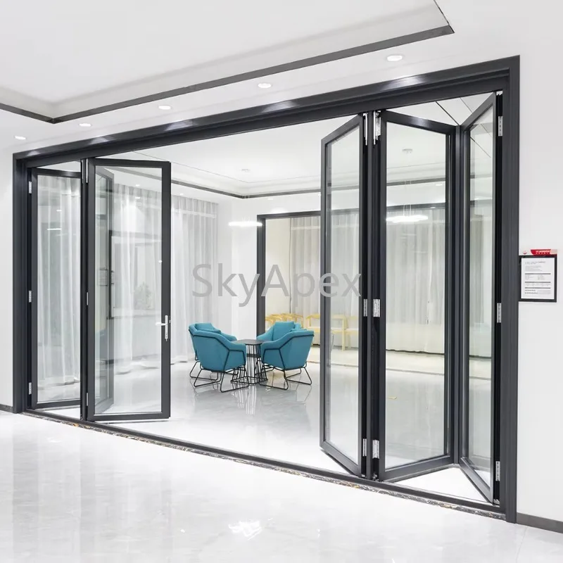 High Quality Heat Insulation Aluminium Bifold Doors For Patio Waterproof Windproof Heav For Garden Balcony Exterior Interior Use