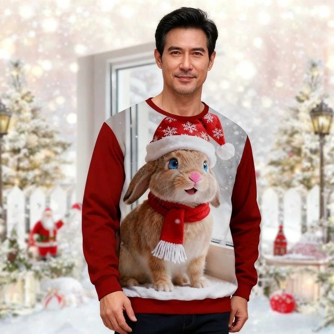 

Cute Rabbit Santa Claus Christmas Costumes 3D Print Autumn Fashion Sweatshirts Hoodies Men's and Women's Sweatshirts Pullover