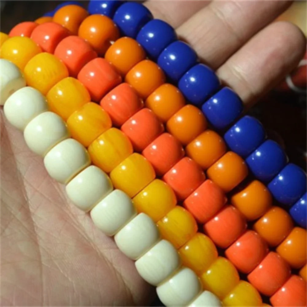 

Charm Imitation Amber Loose Beads for Jewelry Making Honey Barrel Resin Yellow Wheel Beeswax DIY Women Bracelet Necklace 5Colors