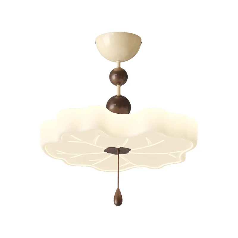 

Lotus leaf half chandelier French medieval bedroom dining room light cream wind ceiling light master bedroom study lamp