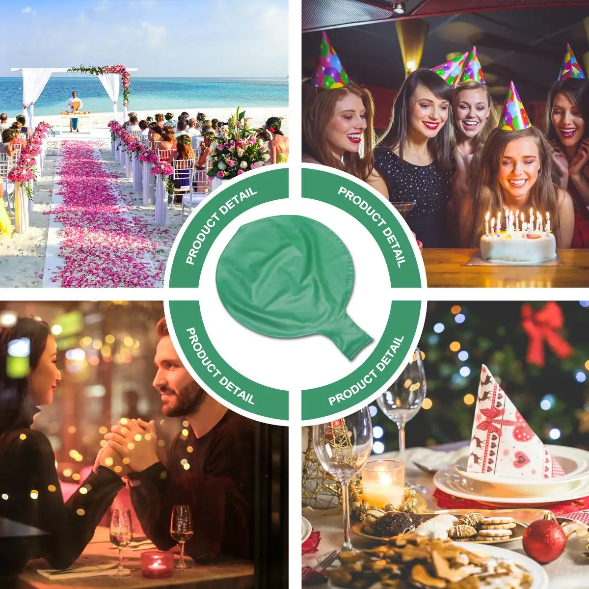 Balões de festa de bola de látex verde extensível não tóxico atividades de clube de aniversário balões de confete