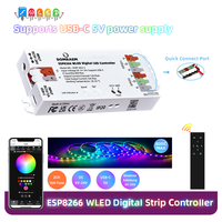 DOMRAEM ESP8266 WLED USB-C Addressable LED Controller Supports WS2811/12/12B/13/14/15/05Digital Strips etc. 800RGB IC | 16A Fuse