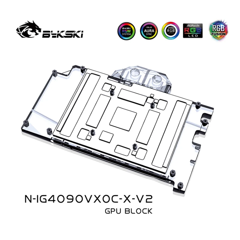 Bykski N-IG4090VXOC-X-V2 Water Block dla Colorful GeForce RTX 4090 Advanced / LAB OC GPU Card Copper Cooling Radiator RGB SYNC