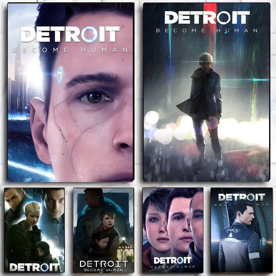 D-detroit B-become H-humanS المشارك ذاتية اللصق الفن ورق مقاوم للماء ملصق مقهى بار غرفة جدار ديكور