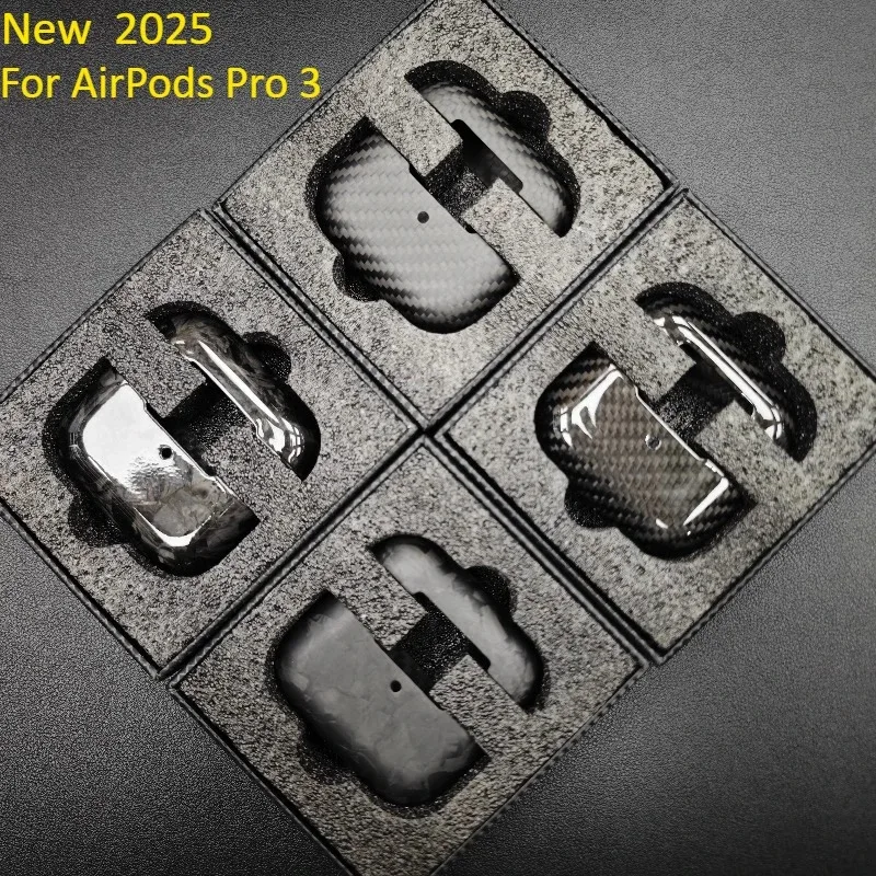 Étui de Protection pour casque d'écoute pour AirPods Pro 3, étui en Fiber de carbone, chargement sans fil, Bluetooth, housse Ultra mince (2025)
