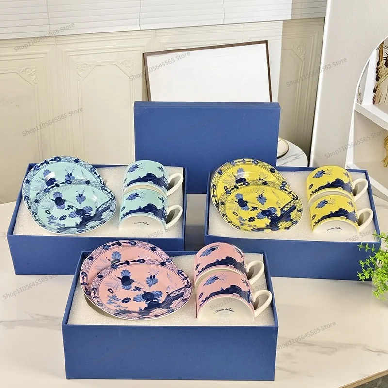 For Ceramic Double Afternoon Tea Coffee Cup Dish Milk Cup Gift Box Packaging