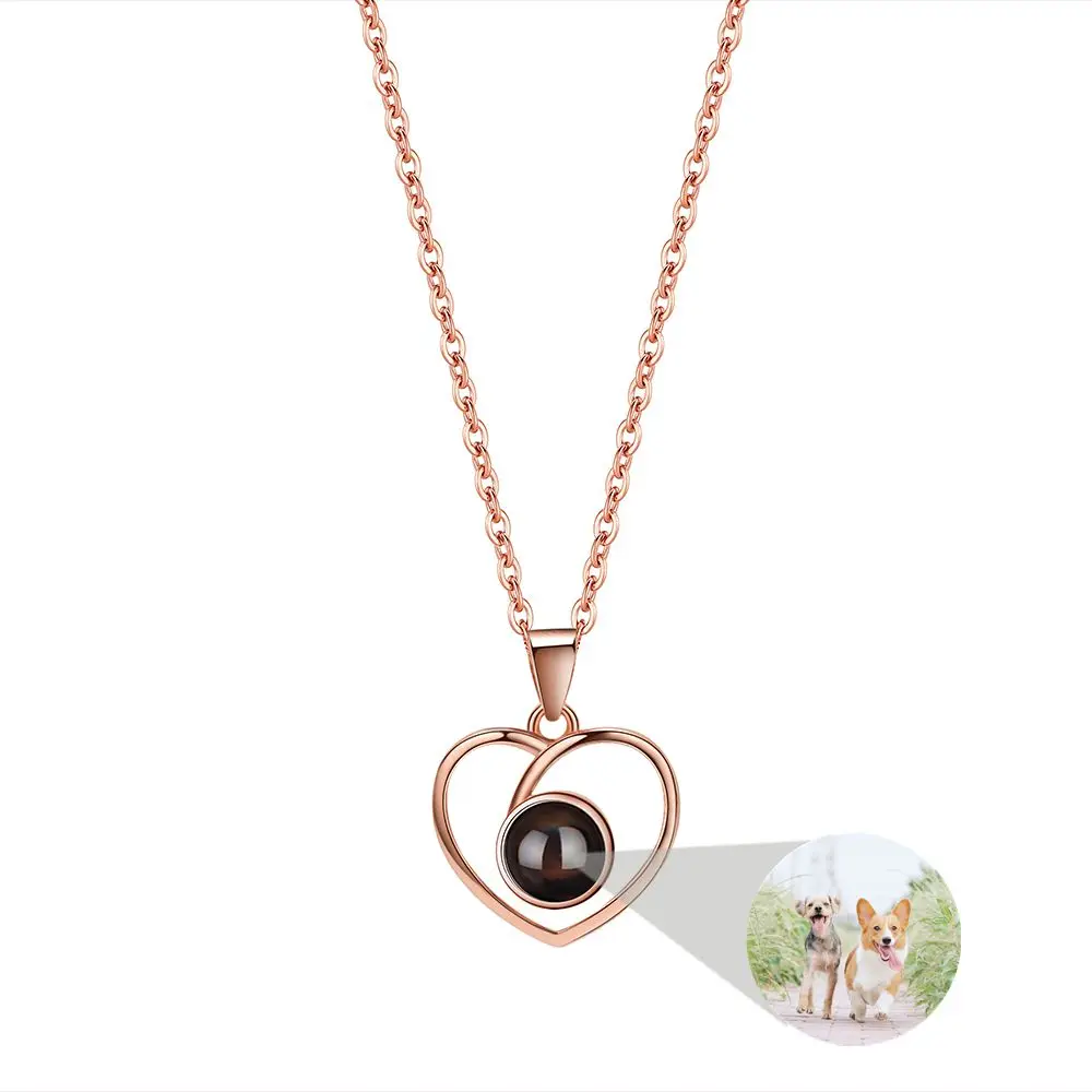 Personalized Customized Photo Cross Sun Flower Heart Pendant Projection Photo Necklace for Women Girls Charm Birthday Jewelry