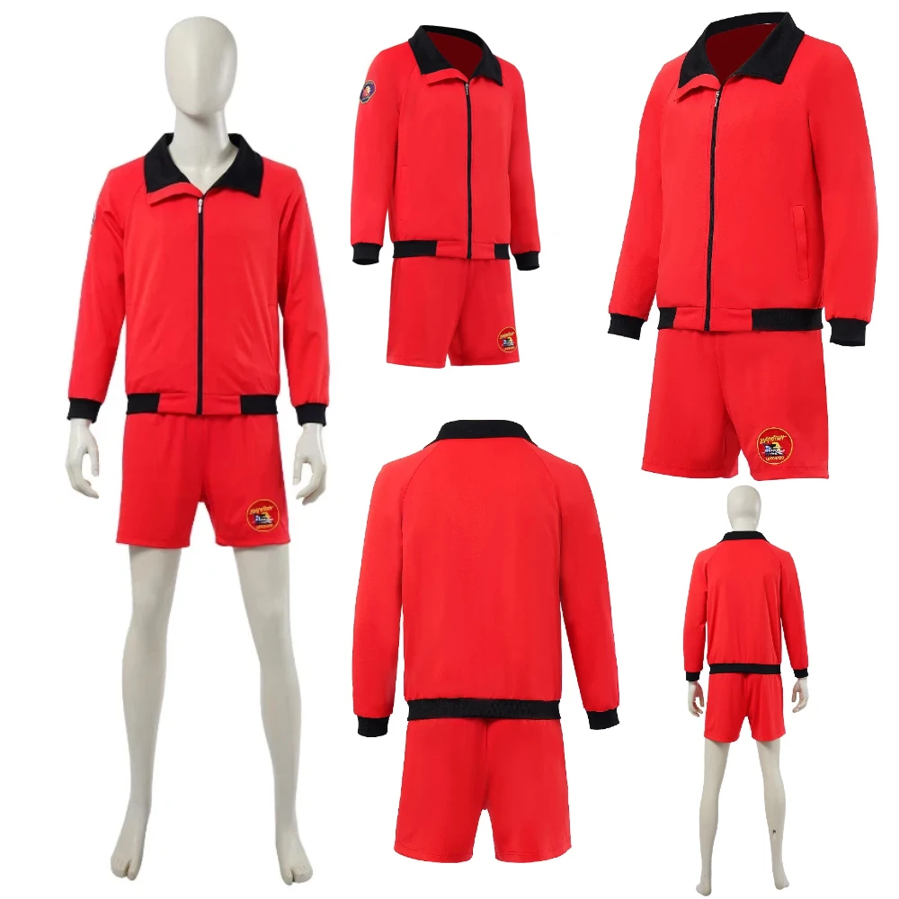 

Anime Baywatch Cosplay Costume Red Jacket Shorts Character Outfit Halloween Stage Performance Party Full Role Play Costume Set