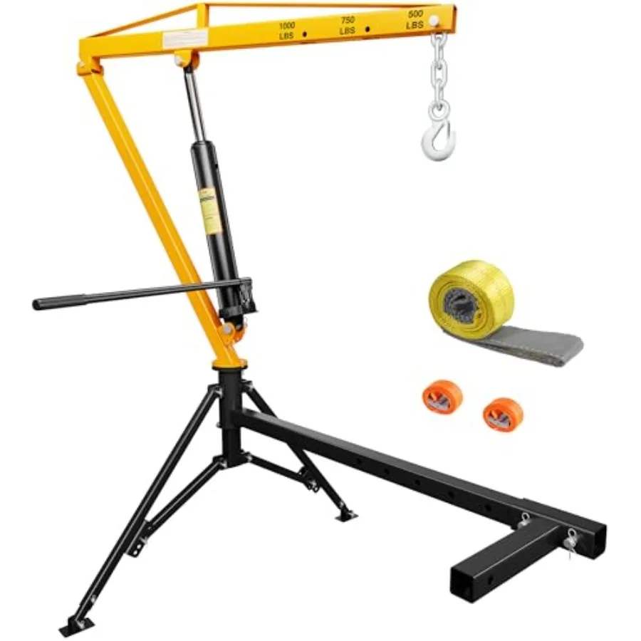 

Hydraulic 360 Swivel Truck Crane with 1000lbs Receiver Hitch Mount and 3 Boom Capacity Options: 500lbs 750lbs 1000lbs for Works