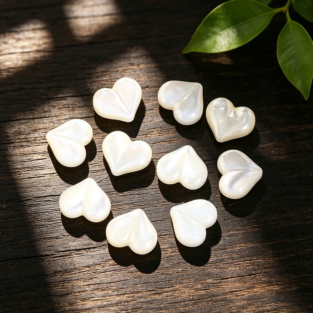 Natural White Mother of Pearl Beads Heart Loose Spacer Shell Beads for Jewelry Making DIY Necklaces Earrings Bracelets Charms