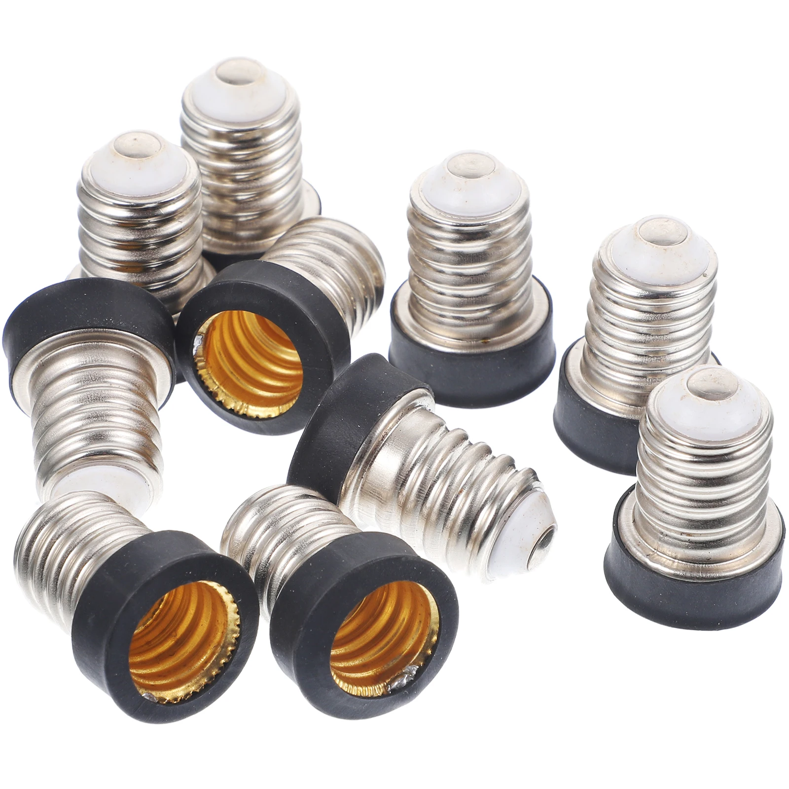 

10 Pcs E14 to E12 Bulb Adapters Light Socket Converters Black High Temp Resistance Durable Lamp Holders Led Connectors Screw